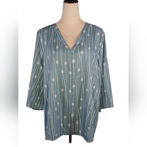 ⛱️Abstract Graphic Print V neck Blouse Sz XL